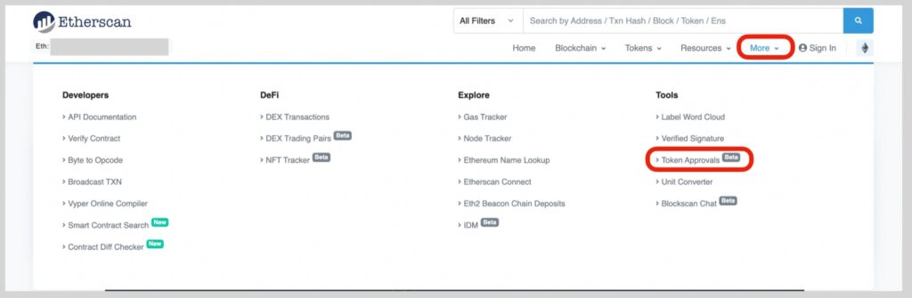 Etherscan（イーサスキャン）を使ってRevokeする方法