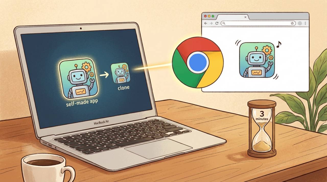 MacbookAirにクローンした自作アプリをChromeで動かす手順アイキャッチ